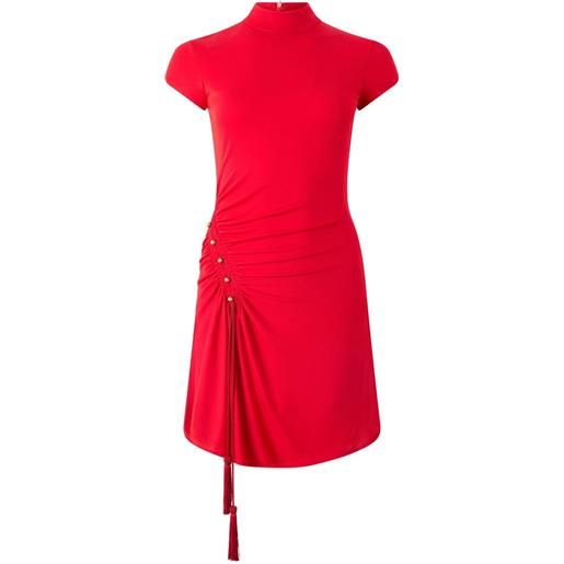 Roberto Cavalli abito corto con dettaglio arricciato - rosso