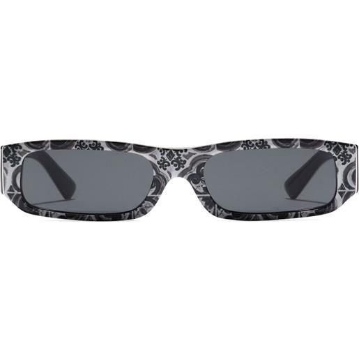 Dolce & Gabbana Kids occhiali da sole squadrati con stampa maiolica - nero