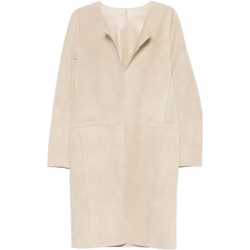 TOTEME cappotto monopetto in pelle scamosciata - toni neutri