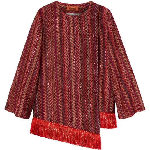 Missoni Kids blusa con motivo a zigzag - rosso