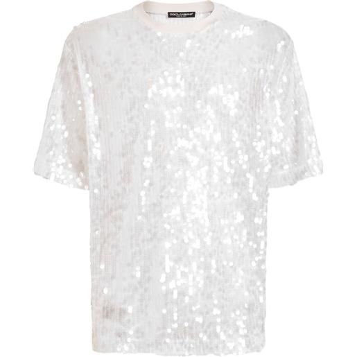 Dolce & Gabbana t-shirt con paillettes - bianco