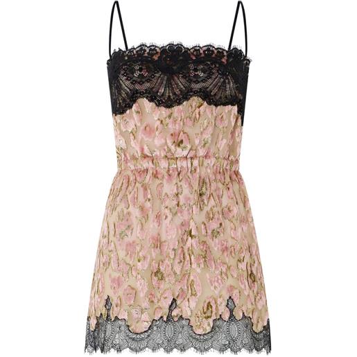 Roberto Cavalli abito in velluto con bordo in pizzo - rosa