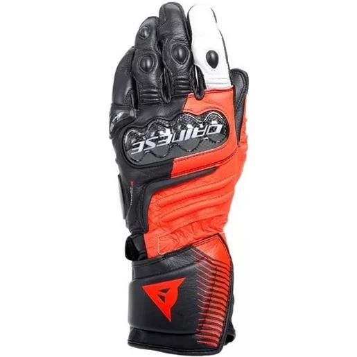 DAINESE guanto lungo carbon 4 long leather nero rosso fluo - DAINESE