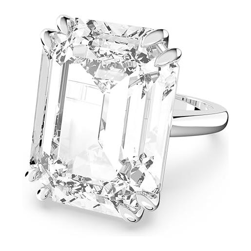 Swarovski anello cocktail mesmera, cristallo taglio ottagonale, bianco, placcato rodio