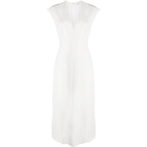 Fabiana Filippi abito midi smanicato con scollo a v - bianco