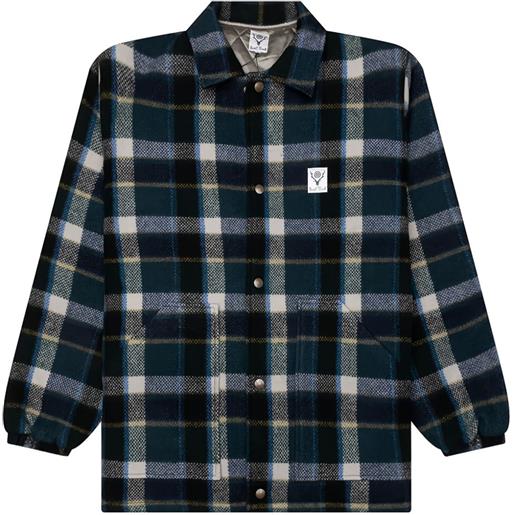 SOUTH2 WEST8 giacca-camicia tartan - verde