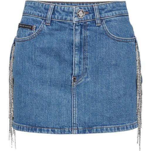 Philipp Plein minigonna denim con decorazione - blu
