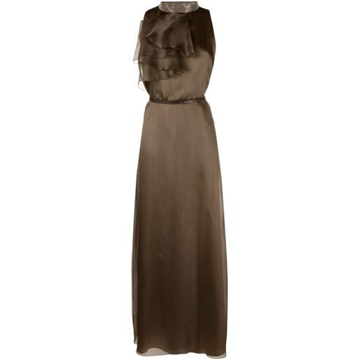 Fabiana Filippi abito lungo con ruches - marrone