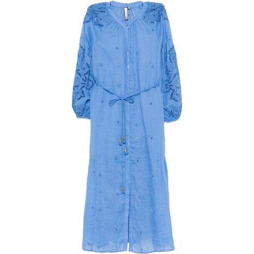 SCARLETT POPPIES abito midi liwa con ricamo - blu