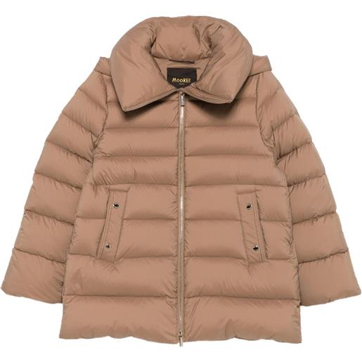 Moorer piumino trapuntato con cappuccio - marrone