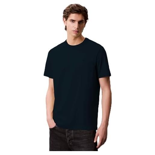 Calvin Klein uomo t-shirt maniche corte smooth solid tee con scollo rotondo, blu (blue steam), xl