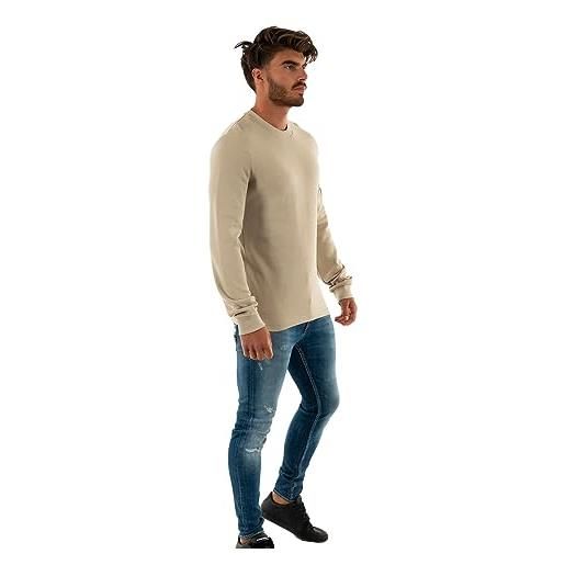 Calvin Klein badge waffle ls tee j30j323485, top in maglia a maniche lunghe, uomo, beige (plaza taupe), xs