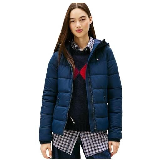Tommy Jeans tjw slim lw hooded padded jacket dw0dw20959 piumino, blue (dark night navy), m donna