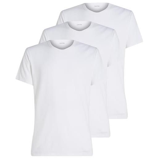 Calvin Klein uomo t-shirt maniche corte confezione da 3 crew neck basic, bianco (white, white, white), 4xl