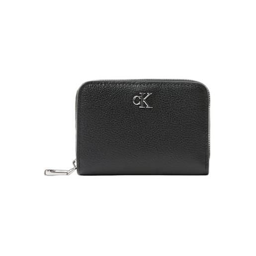 Calvin Klein donna portafoglio minimal monogram flap in pelle, nero (black), taglia unica