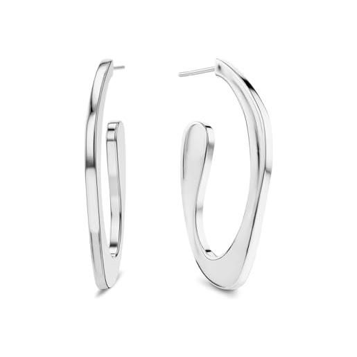 Calvin Klein orecchini a cerchio da donna collezione harmonious connection in acciaio inossidabile con cristalli - disponibile in versione oro o argento