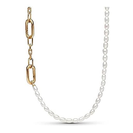 PANDORA me collana con maglie placcate in oro 14k e perle coltivate d'acqua dolce, 45