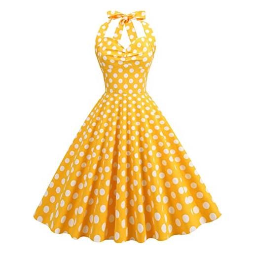 Générique abito vintage anni '50 da donna, retrò, stile rock, a pois, senza maniche, abito hepburn, con spalline e cavezza, abito da donna, elegante, da sera, da cocktail, chic, elegante, elegante, 