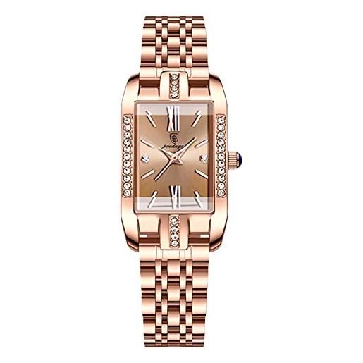 RORIOS orologio donna moda rectangle orologio analogico al quarzo orologio con cinturino in acciaio inox impermeabile strass orologi da polso per donna ragazza