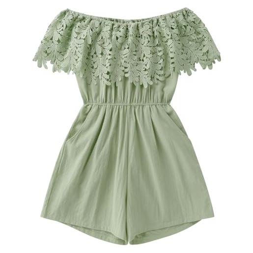 IMEKIS madre e figlia, vestito da donna e ragazza, in pizzo, con tasche, verde, 5-6 jahre