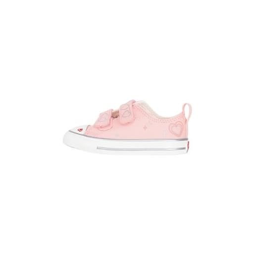 Converse scarpa con chiusura a strappo rosa baby stampa cuoricini 23