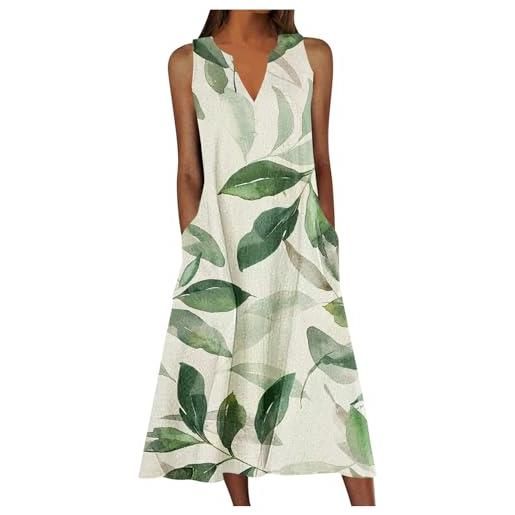 Generic floreale loose fit per le donne estate autunno senza maniche vneck maxi lungo spiaggia abiti hawaiani prendisole donne 2025, p-211 colorato, 3xl