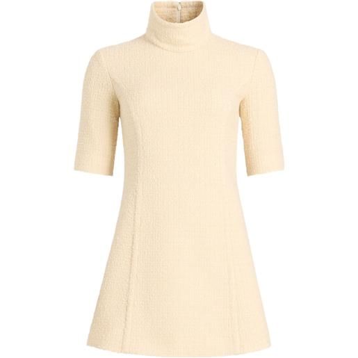 Patou abito corto in tweed a collo alto - toni neutri