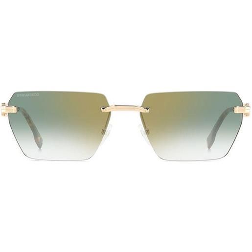 Dsquared2 occhiali da sole d2 0102/s pef oro/verde sfumato unisex