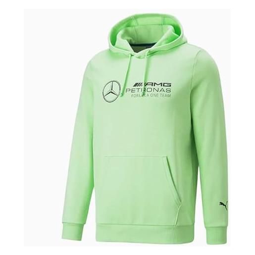 PUMA felpa con cappuccio mercedes essentials in pile, verde paradiso, m uomo