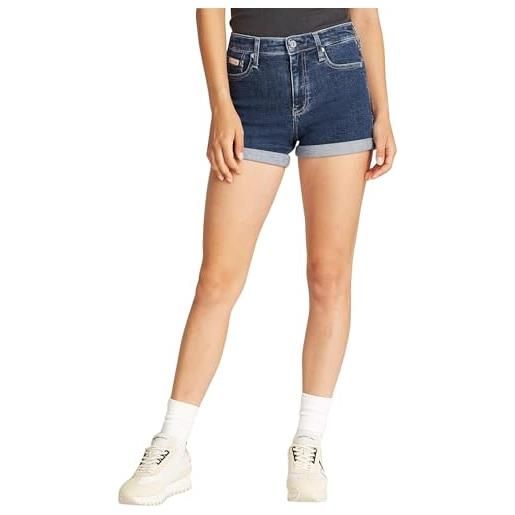 Calvin Klein donna pantaloncini in jeans vita media, blu (denim dark), 34w