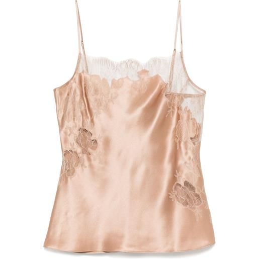 Carine Gilson canottiera in seta e pizzo calais caudry - toni neutri