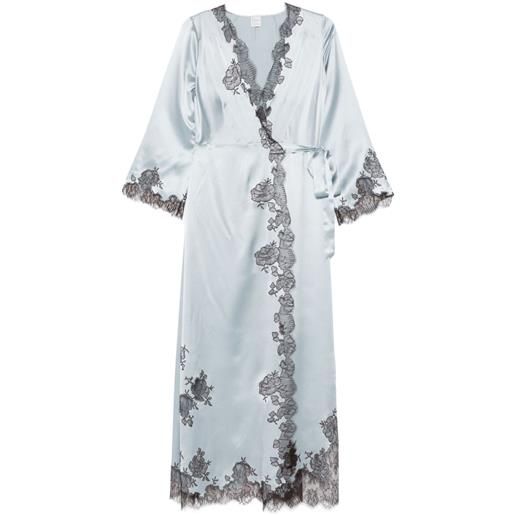 Carine Gilson vestaglia a portafoglio in raso di seta - blu