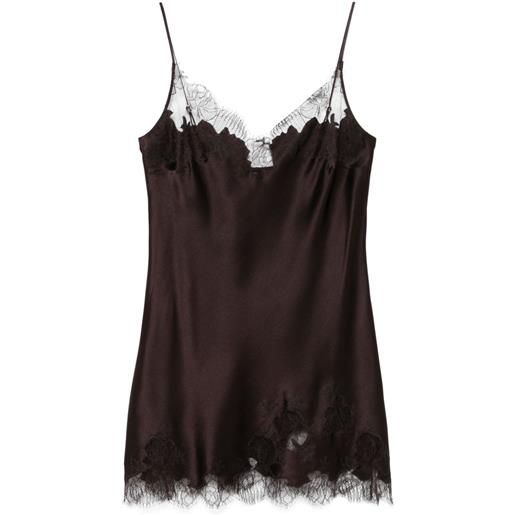 Carine Gilson abito stile sottoveste in seta - marrone