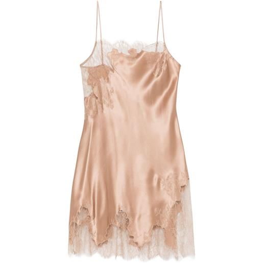 Carine Gilson sottoveste in seta e pizzo calais caudry - toni neutri