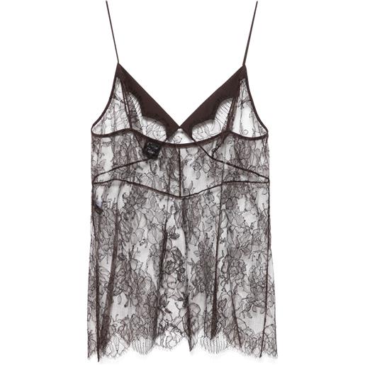 Carine Gilson canottiera in pizzo - marrone