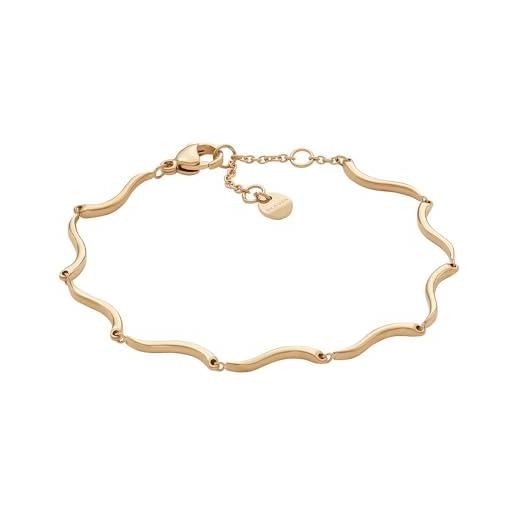 Skagen Bracciale Da Donna In Acciaio Inossidabile Oro Con Ciondolo A Ciottolo – Chiusura A Moschettone