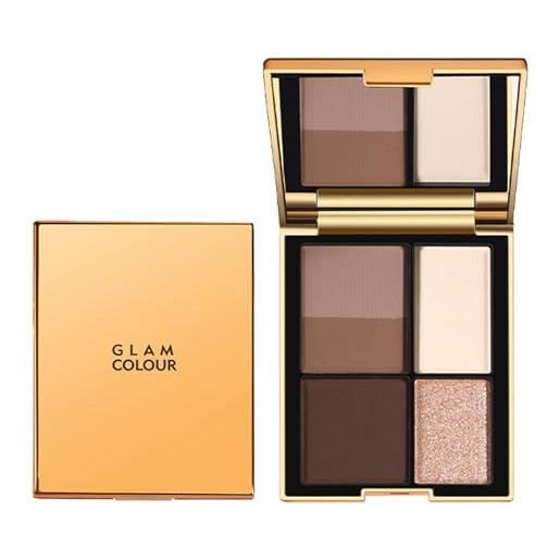 CLY AMS palette di ombretti per il trucco, 5 colori marroni, nude, fumé, opachi, glitterati, colorati, in polvere, altamente pigmentati, per creare un look neutro, a lunga durata, impermeabile