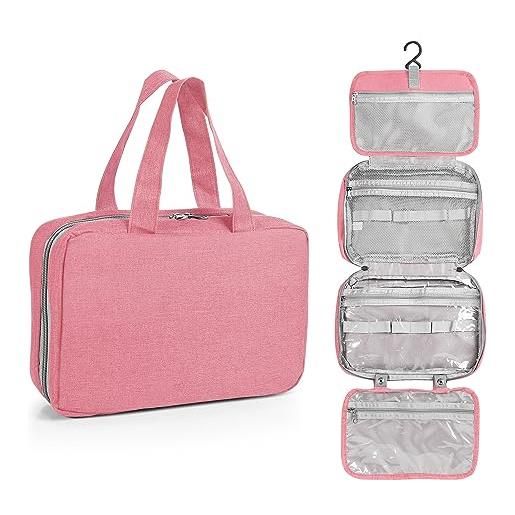 EURHOWING beauty case da viaggio con gancio per appenderlo, organizer portatile da appendere, resistente all'acqua, borsa per cosmetici per shampoo, balsamo, set di pennelli e accessori da viaggio, 