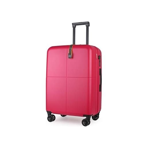 JLY set di valigie rigide in 100% policarbonato covestro - chiusura tsa, ruote silenziose, design elegante e massima organizzazione per viaggi e business (1 pezzo, rosso bacche, media (68cm))