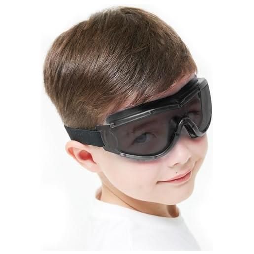 MOVNUOCA occhiali di protezione per bambini per giocare nerf lenti antiurto anti-appannamento cinturino regolabile per 5-12 anni (tinted+black -01)