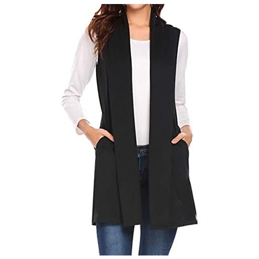 EFOFEI donna gilet lungo drappeggiato aperto sul davanti primavera autunno caldo gilet lungo leggero grigio chiaro xl