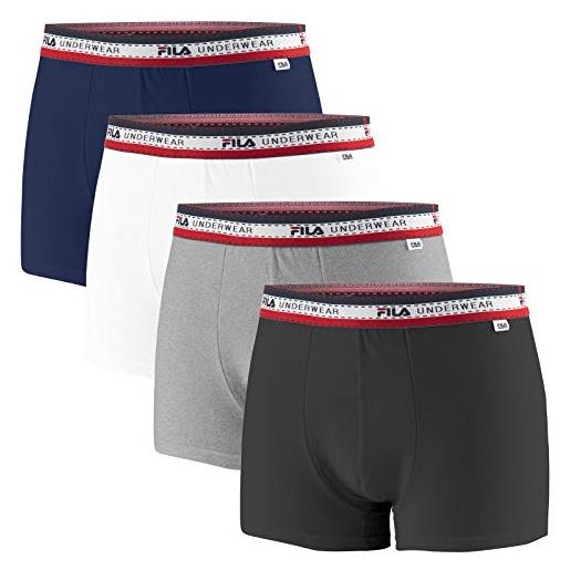 Fila set di 4 boxer in cotone da uomo, pacchetto premuim, xl
