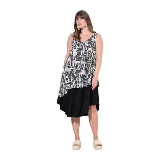 Ulla Popken abito in jersey, sole, scollo a v, senza maniche, cotone biologico nero 54+ 837484100-54+