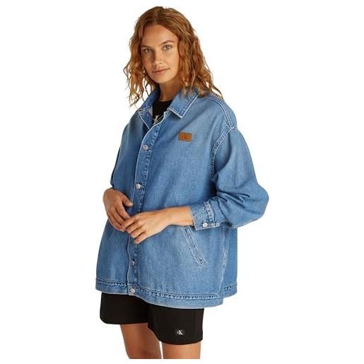 Calvin Klein donna giacca in jeans denim overshirt oversize, blu (denim light), s