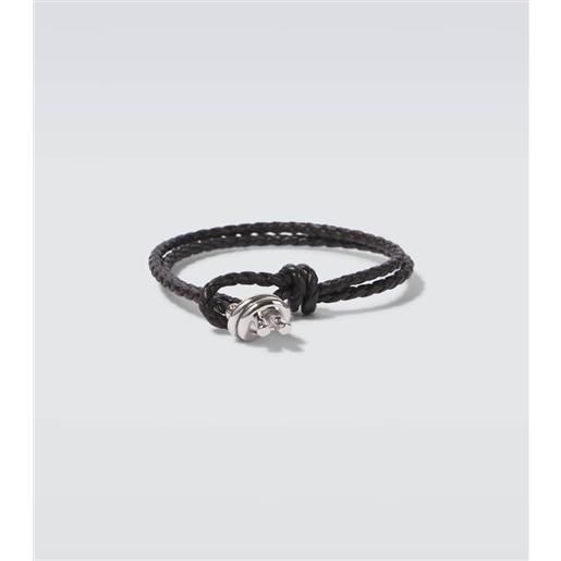 Bottega Veneta bracciale in argento sterling con pelle
