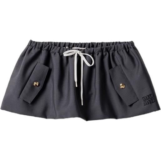 Miu Miu gonna con coulisse e logo - blu