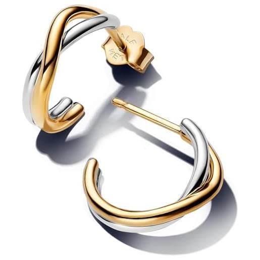 Pandora essence 263880c00 - orecchini a cerchio aperti in argento sterling placcato oro 14 carati