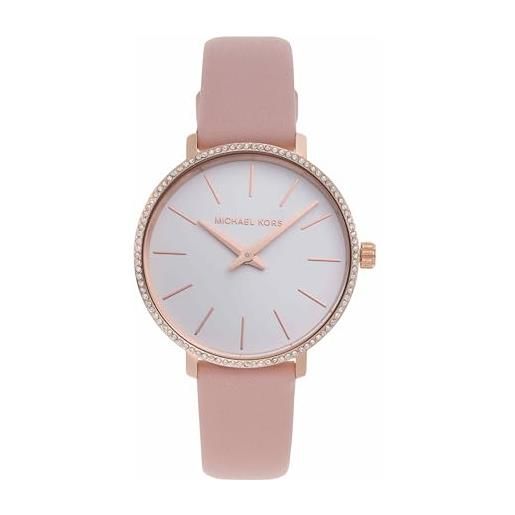 Michael Kors pyper orologio al quarzo analogico con cinturino in pelle rosa per donna mk2803