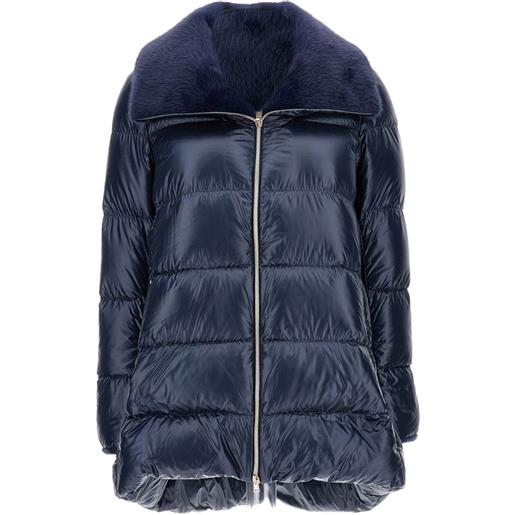 Herno cappotto imbottito con finiture in pelliccia sintetica - blu