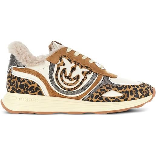 PINKO sneakers zoe 01 leopardate - marrone
